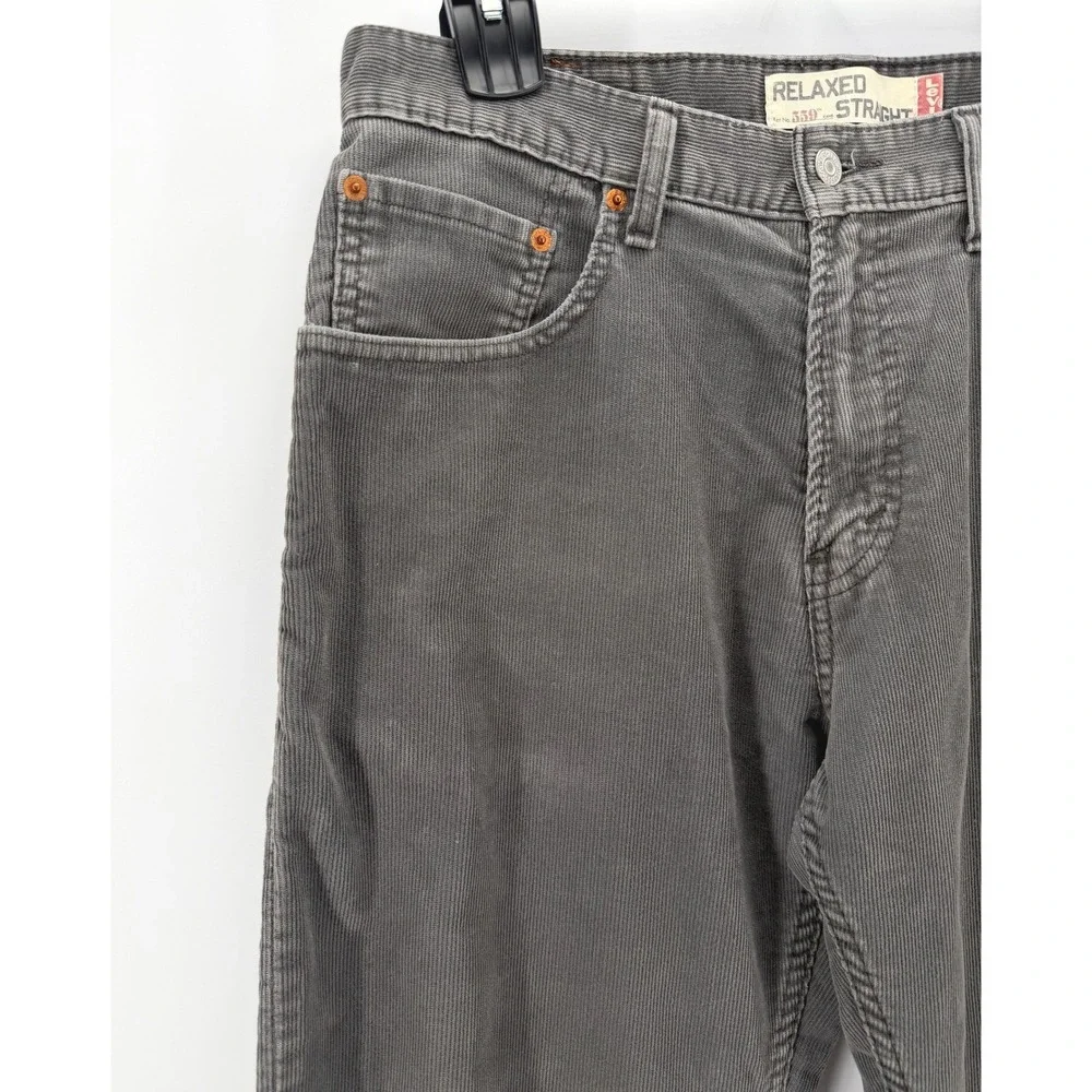Levis 559 Relaxed Straight Gray Corduroy Pants Y2K Cotton Grunge Men 33x32 EUC